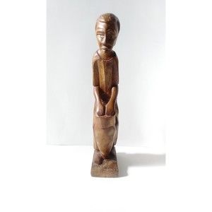 Hand Carved Wood African Sculpture 15 " Tall Artwork